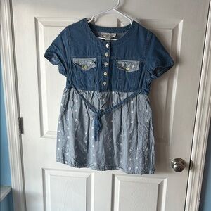 Motherhood Blue Denim Button-Up Dress